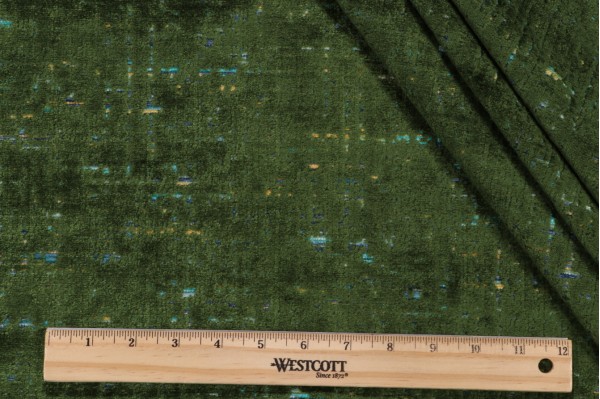 P Kaufmann City Lights Woven Chenille Velvet Upholstery Fabric in Emerald 