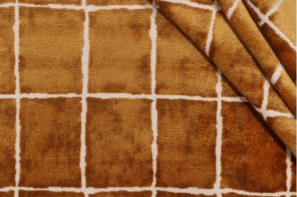 P Kaufmann Avenue Velvet Upholstery Fabric in Amber 