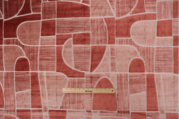 Sample of P Kaufmann Linescape Velvet Upholstery Fabric in Terracotta 