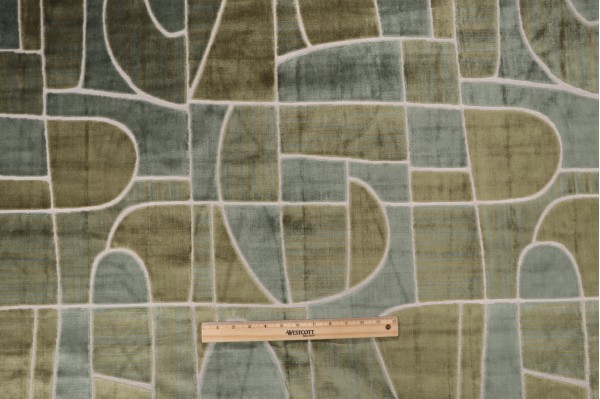 P Kaufmann Linescape Velvet Upholstery Fabric in Juniper 