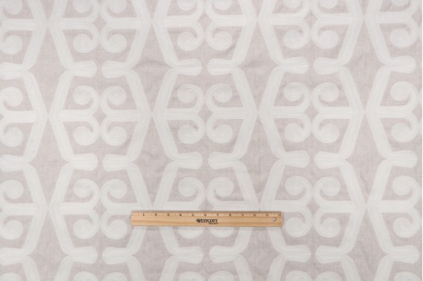 P Kaufmann Linden Embroidered Drapery Fabric in Oyster 