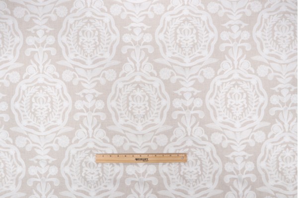 P Kaufmann Cameo Embroidered Drapery Fabric in Natural 