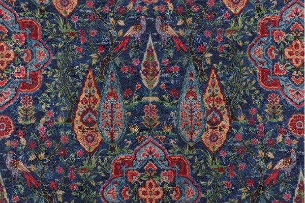 PK Lifestyles Wanderer Printed Cotton Blend Drapery Fabric in Celestial 