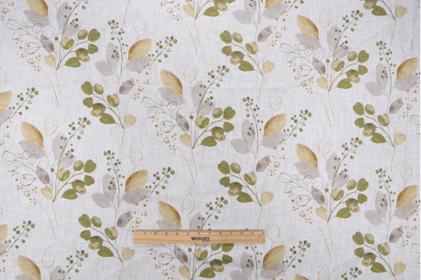 Sample of Stof France Ruscus Printed Drapery Fabric in Kaki 