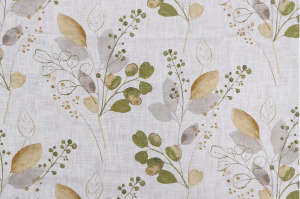 Sample of Stof France Ruscus Printed Drapery Fabric in Kaki 