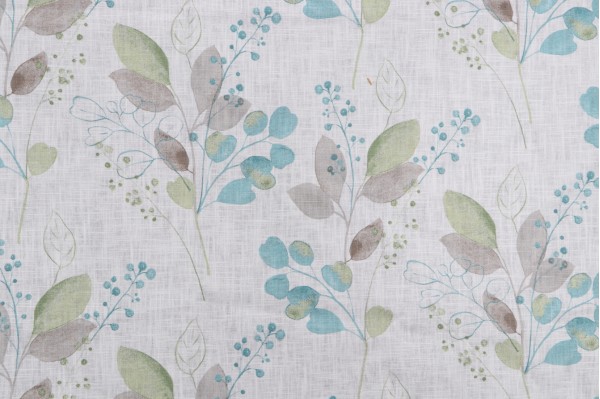 Stof France Ruscus Printed Drapery Fabric in Turquoise 