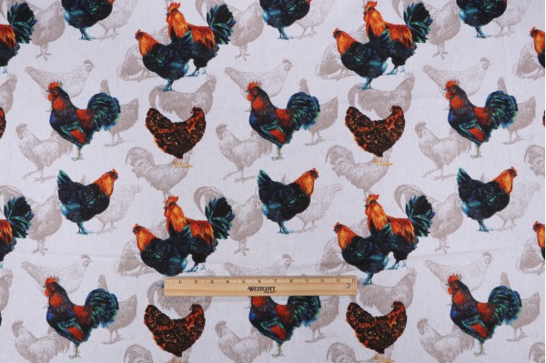 Click for Stof France Poulailler Printed Cotton Drapery Fabric in Multicolore  Stof France Poulailler Printed Cotton Drapery Fabric in Multicolore