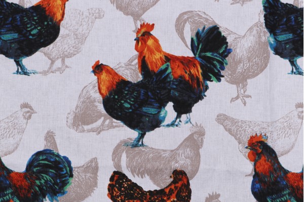 Click for Stof France Poulailler Printed Cotton Drapery Fabric in Multicolore  Stof France Poulailler Printed Cotton Drapery Fabric in Multicolore