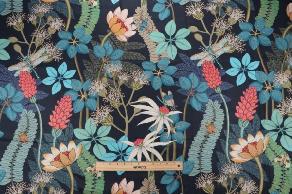 Click for Stof France Libelula Printed Cotton Drapery Fabric in Marine  Stof France Libelula Printed Cotton Drapery Fabric in Marine