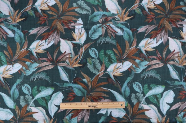 Stof France Seneca Printed Cotton Drapery Fabric in Vert 