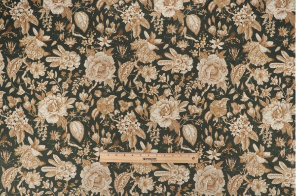 Click for Stof France Pivoine Printed Velveteen Decorator Fabric in Kaki  Stof France Pivoine Printed Velveteen Decorator Fabric in Kaki