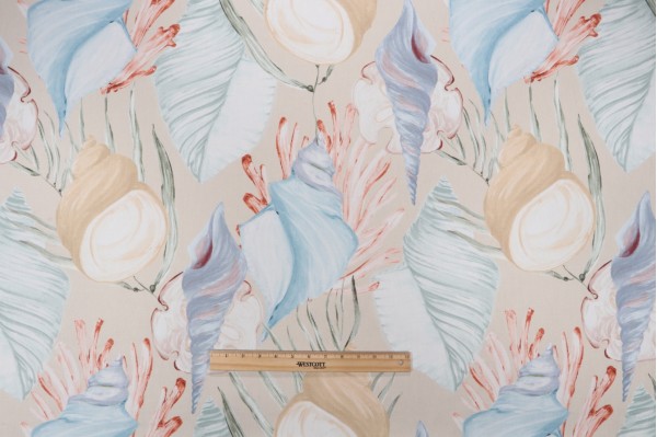 Hamilton Caspian Printed Cotton Drapery Fabric in Sand 
