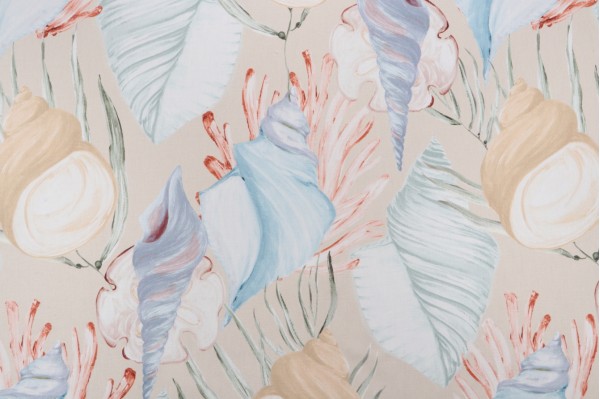 Hamilton Caspian Printed Cotton Drapery Fabric in Sand 