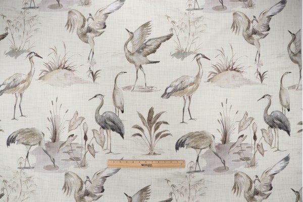 Hamilton Aviary Printed Cotton Drapery Fabric in Natural 