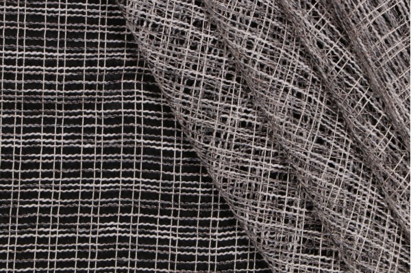 Sample of Lino Textiles Simone Burgos Sheer Drapery Fabric in Grey 