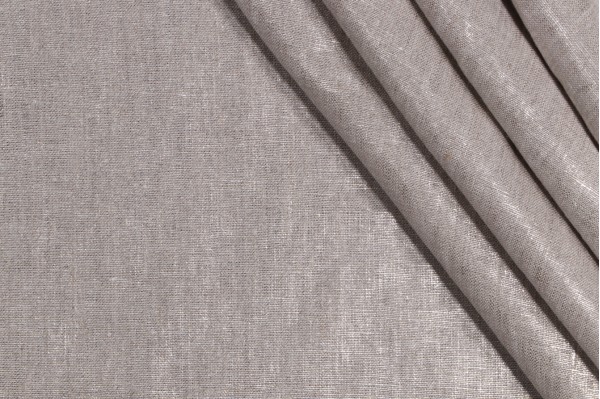 Lino Textiles Troy Nevada Glazed Drapery Fabric in Oatmeal Silver 