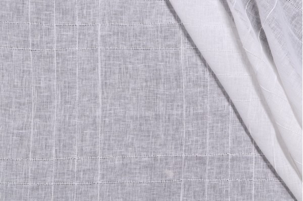 Sample of Lino Textiles Oakley Woven Sheer Drapery Fabric in White 