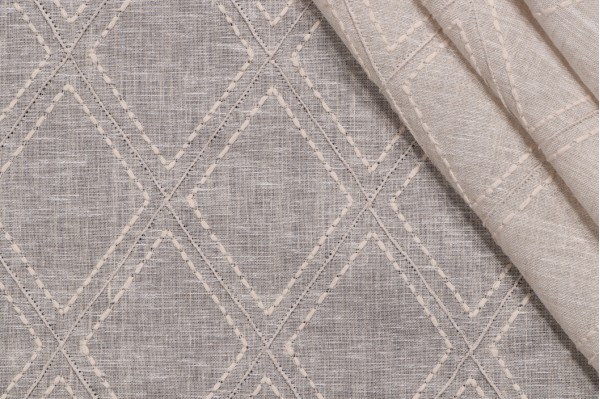 Click for Lino Textiles Karla Sheer Embroidered Drapery Fabric in Oatmeal  Lino Textiles Karla Sheer Embroidered Drapery Fabric in Oatmeal