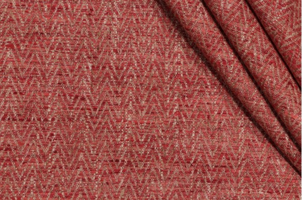 Chevron 3578 Woven Upholstery Fabric in Break Red