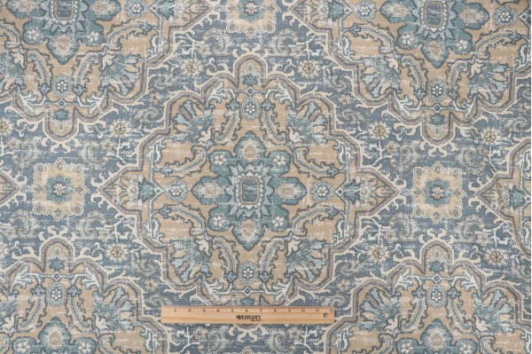 P Kaufmann Ashleigh Printed Cotton Drapery Fabric in Silver Pine