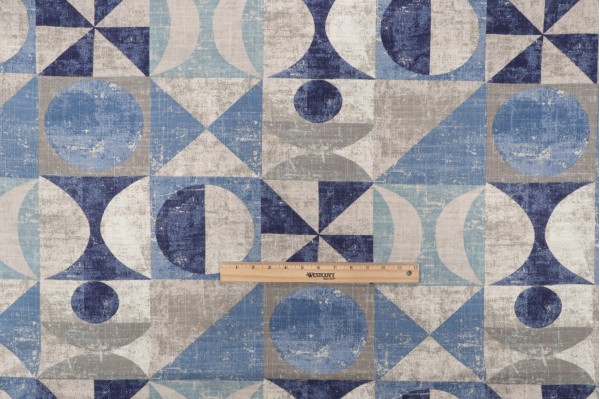PK Lifestyles Take Form Printed Cotton Blend Drapery Fabric in Blue Smoke