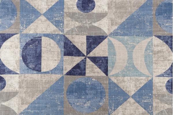 PK Lifestyles Take Form Printed Cotton Blend Drapery Fabric in Blue Smoke