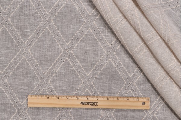 Click for Lino Textiles Karla Sheer Embroidered Drapery Fabric in Oatmeal  Lino Textiles Karla Sheer Embroidered Drapery Fabric in Oatmeal