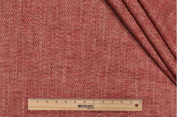 Chevron 3578 Woven Upholstery Fabric in Break Red