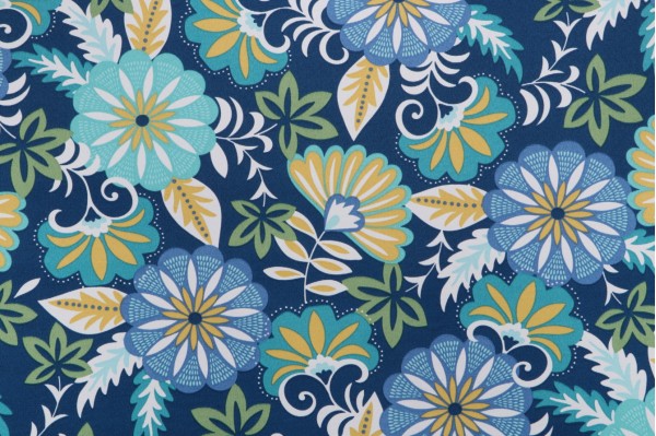 Richloom Cadelle Printed Polyester Outdoor Fabric in Baltic 