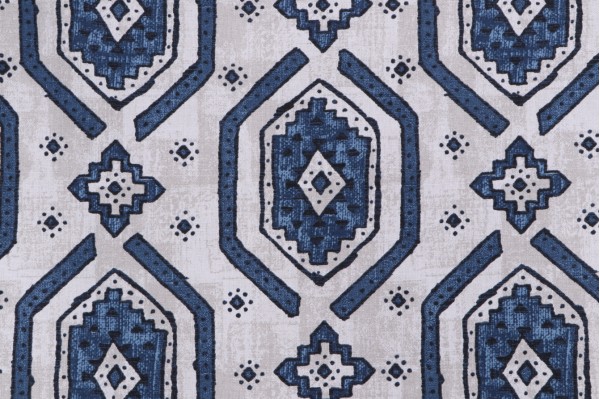 Magnolia Home Kente Printed Cotton Drapery Fabric in Navy