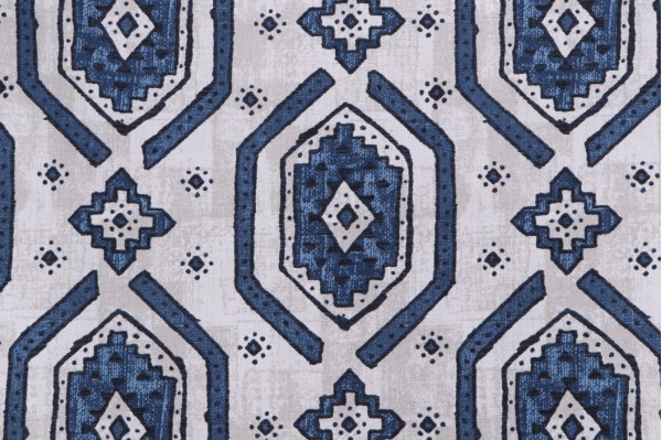 Magnolia Home Kente Printed Cotton Drapery Fabric in Navy