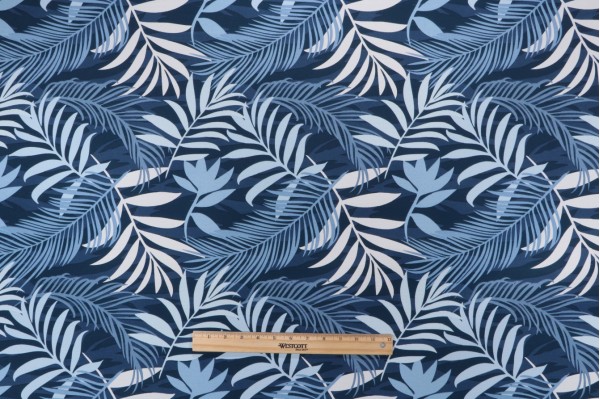 Sample of Richloom Mayland Printed Polyester Outdoor Fabric in Baltic 