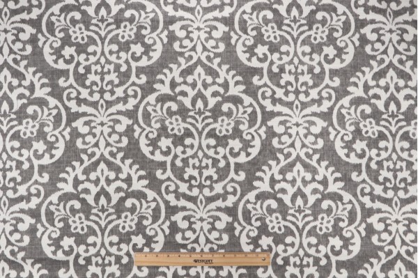 Jennifer Adams Salisbury Printed Cotton Blend Drapery Fabric in 9-Graphite