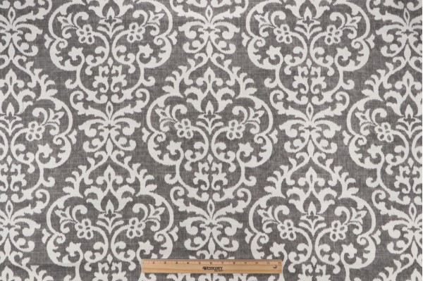 Jennifer Adams Salisbury Printed Cotton Blend Drapery Fabric in 9-Graphite
