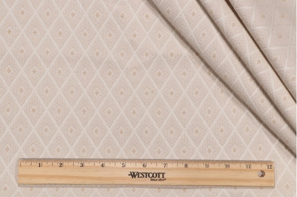 Scalamandre Messina Diamond Matelasse Upholstery Fabric in Beige