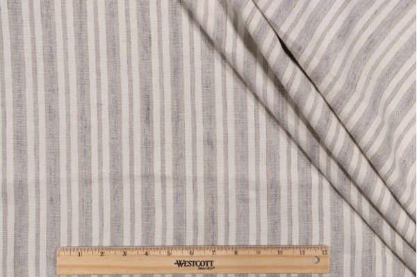 Skylar Stripe Woven Upholstery Fabric in Fog