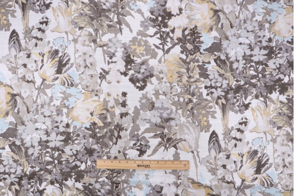 PK Lifestyles Summer Ready Printed Cotton Blend Drapery Fabric in Cloud