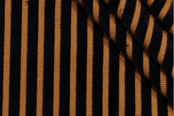 Scalamandre Stripe Velvet Upholstery Fabric in Navy