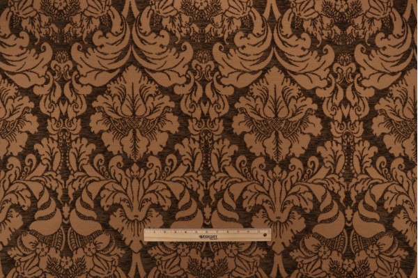 Scalamandre Cinque Chenille Damask Upholstery Fabric in Khaki