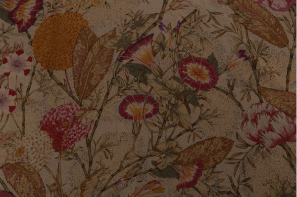 Scalamandre Hanbury Sheer Printed Drapery Fabric in Sabbia Corallo