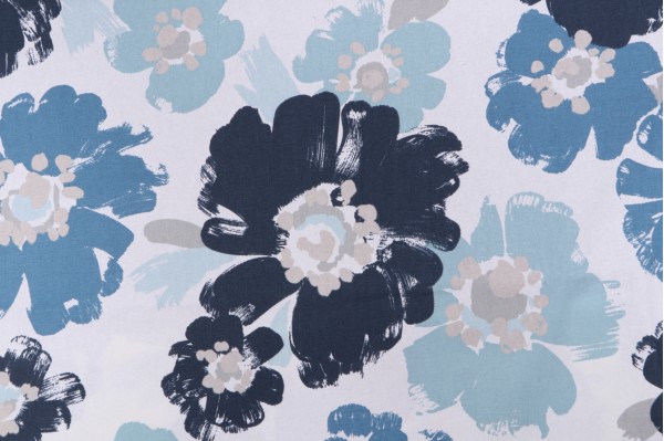 Covington Dorinda Printed Cotton Drapery Fabric in 593-Indigo