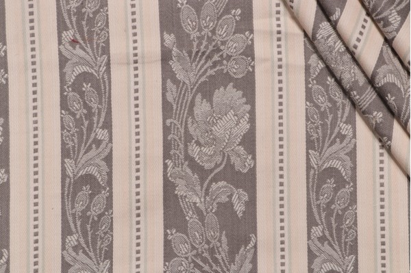 Scalamandre Damask Stripe Woven Decorator Fabric in Grey
