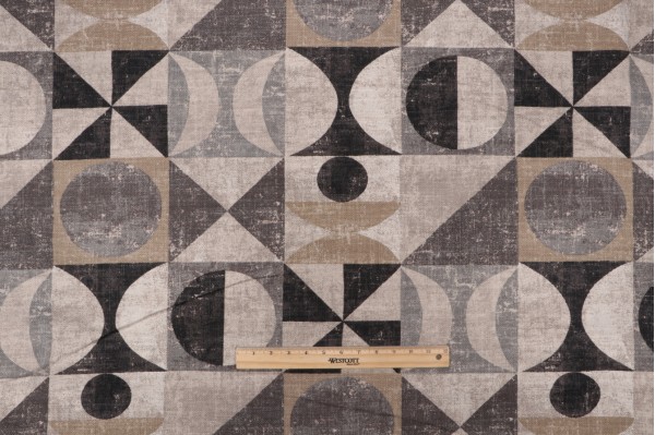 PK Lifestyles Take Form Printed Cotton Blend Drapery Fabric in Domino