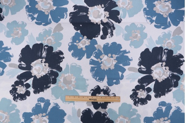 Covington Dorinda Printed Cotton Drapery Fabric in 593-Indigo