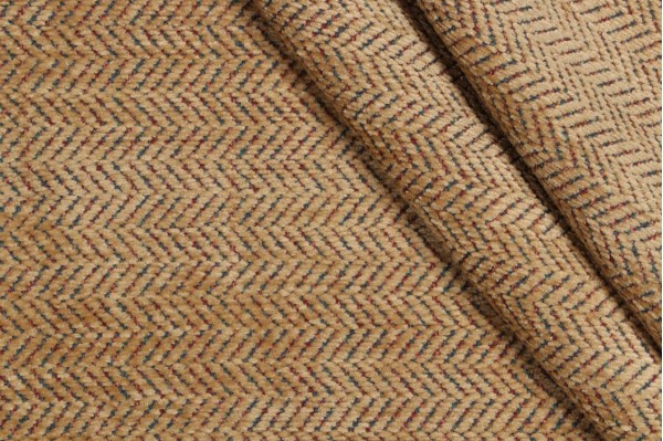 Scalamandre Herringbone Chenille Upholstery Fabric in Antique/Pacific