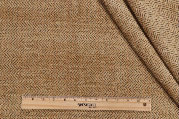 Scalamandre Herringbone Chenille Upholstery Fabric in Antique/Pacific