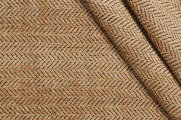 Scalamandre Herringbone Chenille Upholstery Fabric in Antique/Pacific