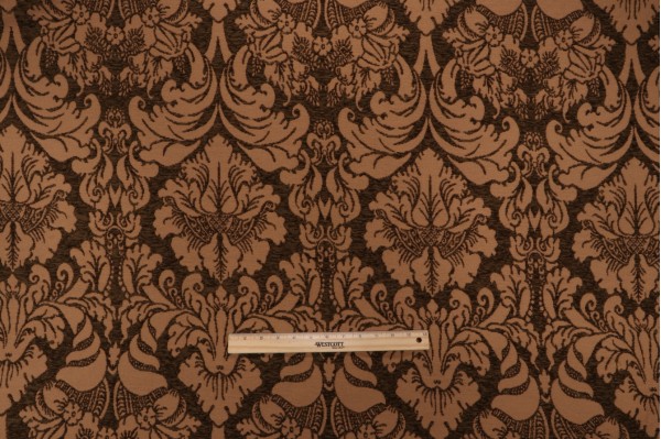 Click for 2.25 Yards Scalamandre Cinque Chenille Damask Upholstery Fabric in Khaki Scalamandre Cinque Chenille Damask Upholstery Fabric in Khaki