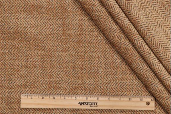 Scalamandre Herringbone Chenille Upholstery Fabric in Antique/Pacific