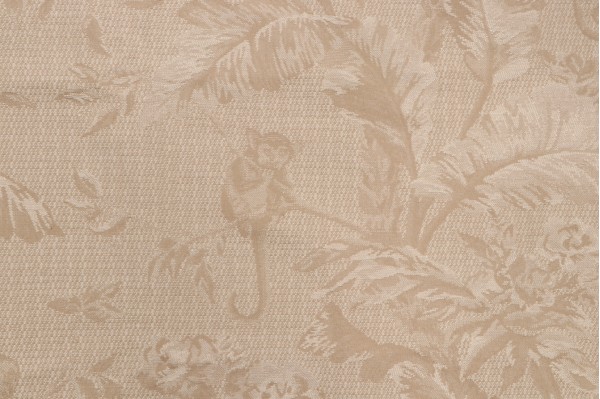 Scalamandre Les Singes Damask Upholstery Fabric in Beige